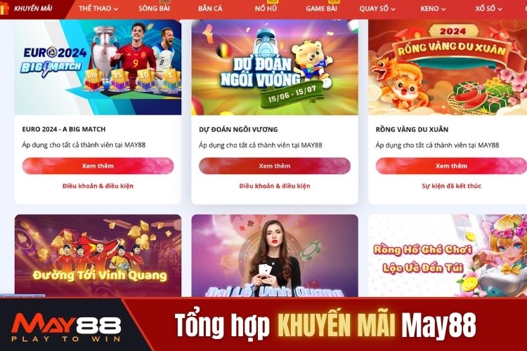 Tổng hợp một số chương trình khuyến mãi tại trang chủ May88