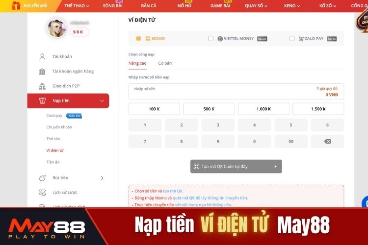 May88 nạp tiền bằng ví điện tử